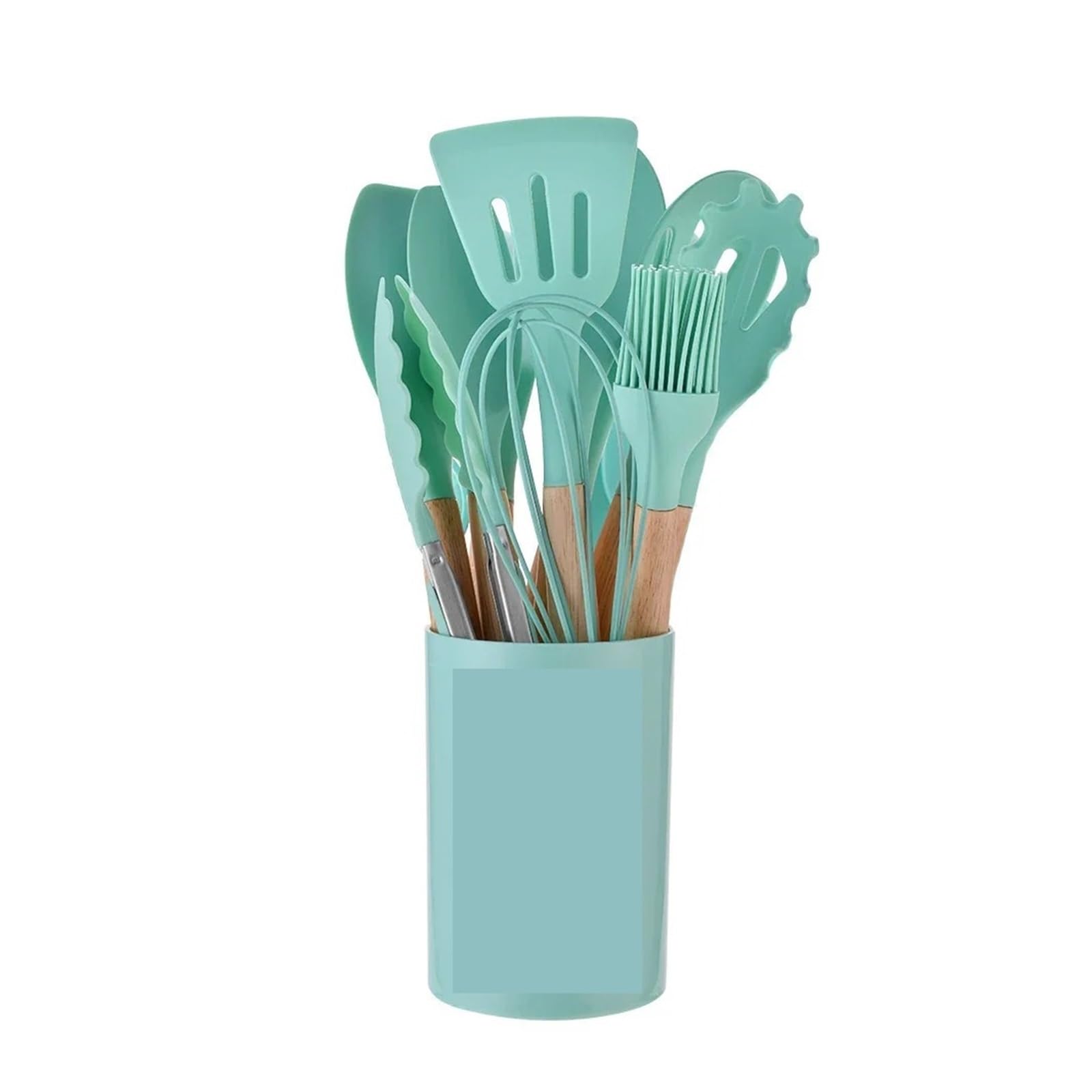 12 utensili da cucina in silicone, spatola, cucchiaio zuppa, pratico set di Per Cucinare(Green)