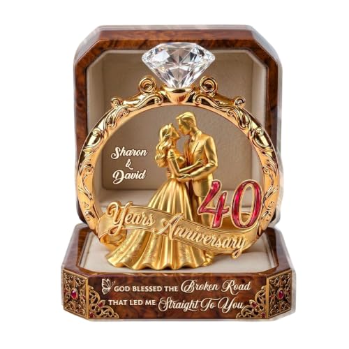 From Our First Kiss Till Our Last Breath - Personalized Custom Shaped Acrylic Plaque Ring Box Romantic Gifts For Couples Present Husband Wife 40 Years Anniversary Wedding Keepsake Room Decor