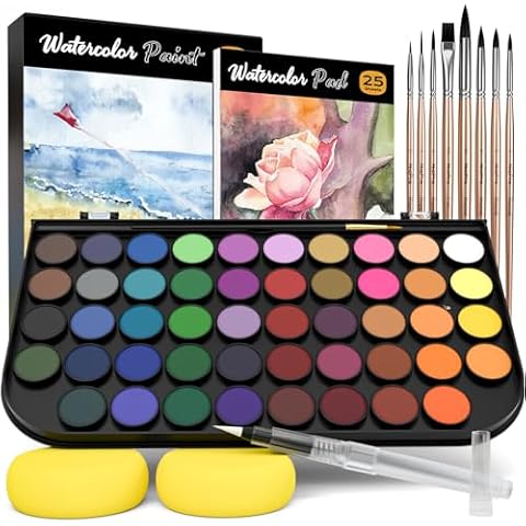Nicpro 48 Watercolour Paint Set with Brushes Cover