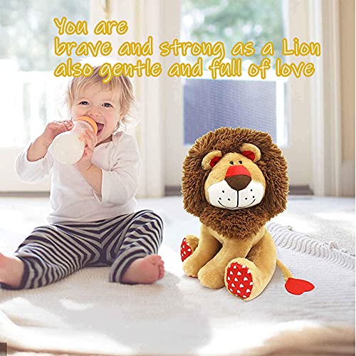Weigedu Love Lion Stuffed Animal, King Lion Plush Toy With Mane Heart Shape Tail For Kids Baby Lover Birthday Valentines Day Christmas Bedtime Gift, 13.8“ #TOP6