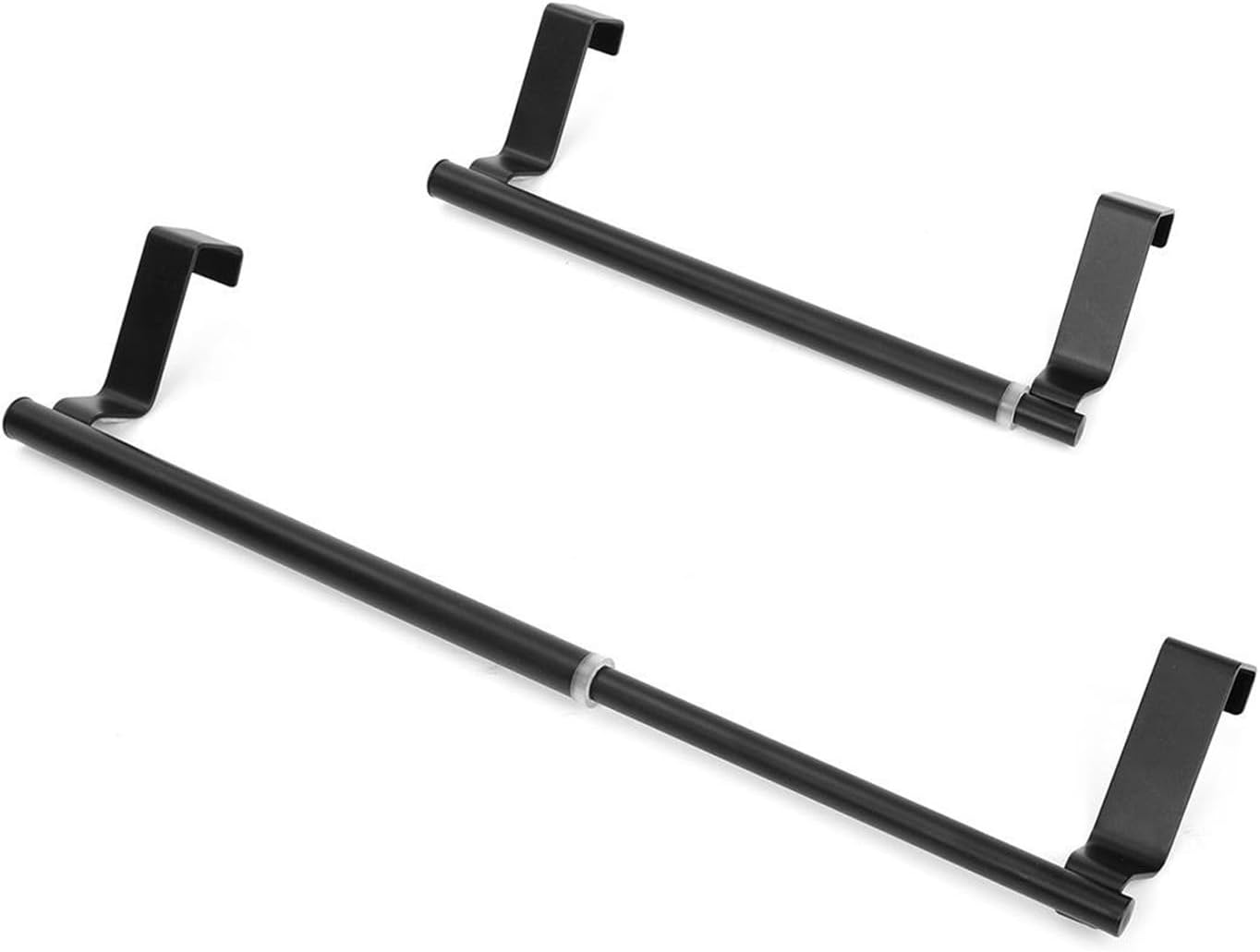 2pcs Adjustable Over Door Towel Rack Bar Holders, Stainless Steel Kitchen Towel Holder for Universal Fit on Over Cabinet Cupboard Doors(Black)