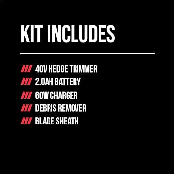 SKIL PWR CORE 40 Brushless 40V 24-Inch Hedge Trimmer Kit, Includes 2.0Ah Battery and 60W Charger - HT2400C-11