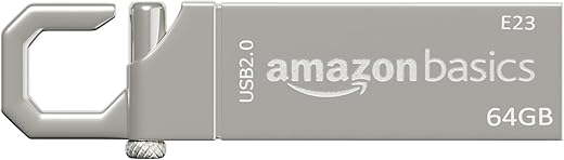 Amazon Basics 64 GB USB 2.0 Pen Drive |Flash Drive | with Key Ring (Metal)