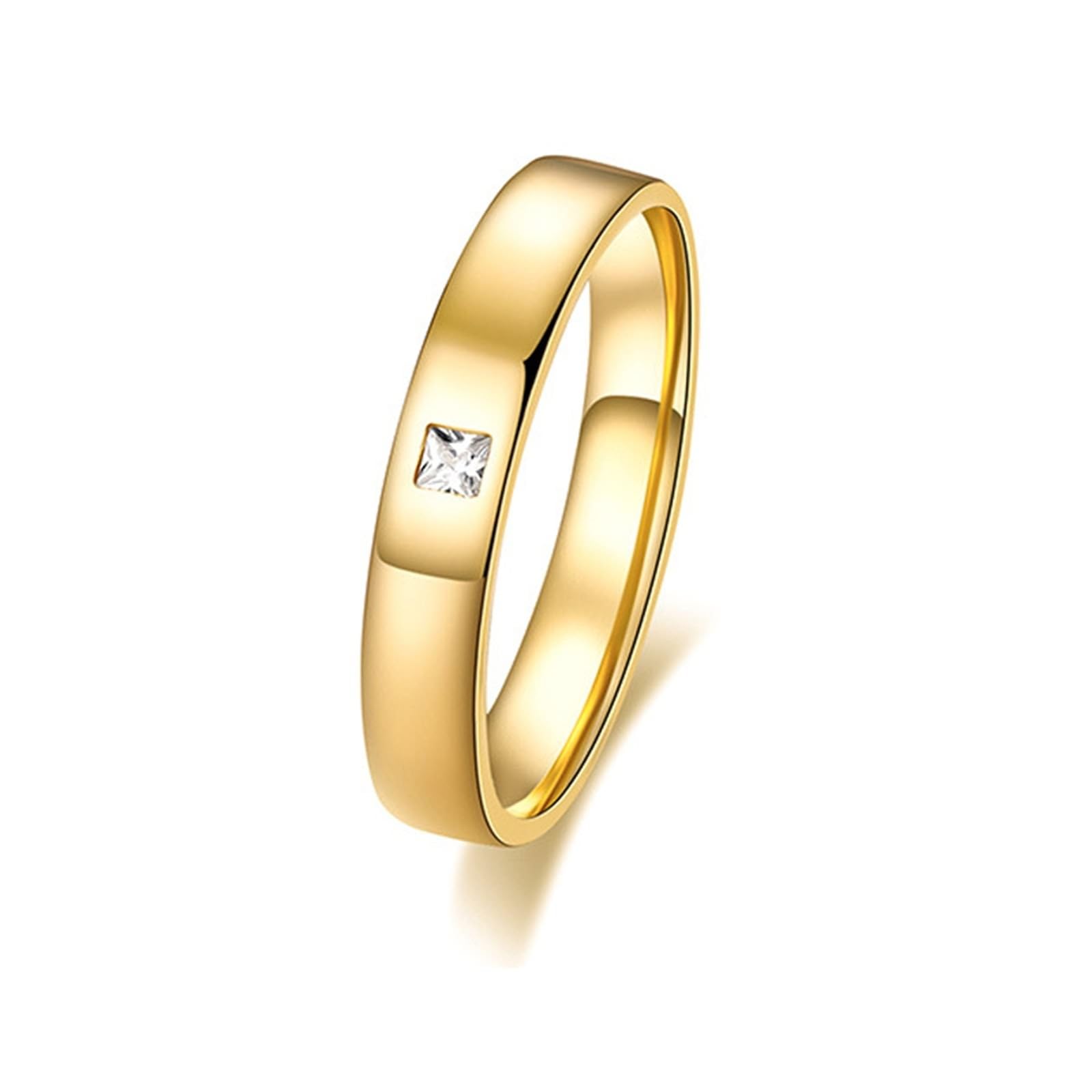 Anillo de boda de oro amarillo de 18 quilates, anillo delicado con incrustaciones de moissanite anillos mujeres