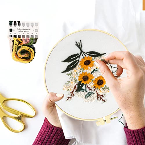 Lukinbox Embroidery Kits For Beginners Adults, 3 Sets Embroidery Starter Kit Include 3 Stamped Embroidery Clothes With Floral And Bee Pattern, 1 Embroidery Hoop, Threads, Needles #TOP5