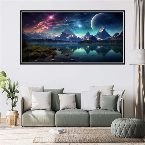 Diamond Painting Lac et Ciel Étoilé 90x180cm Grand Format pour Adulte et Enfant Gtohoo