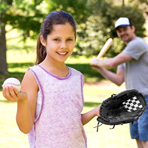 Groofoo Baseball Glove And Ball For Kids/Youth/Adults Softball Teeball Training, Left Hand Glove With Soft Ball Set, 9.5" Black #TOP6