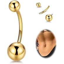 14G G23 Pure Titanium Belly Button Rings for Women Internally Threaded Curved Belly Rings Barbell Navel Rings Hypoallergenic Belly Piercing Jewelry 6-16mm
