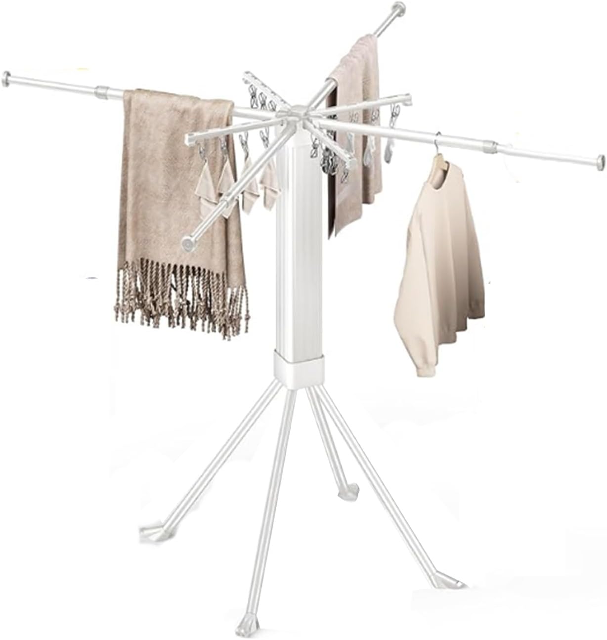 4-Legged Foldable Drying Rack Clothing,Portable Hanging Dry Rack,with 8 Concealed Telescopic Pole,360°Rotatable Design,50kg Load Capacity(Color1)