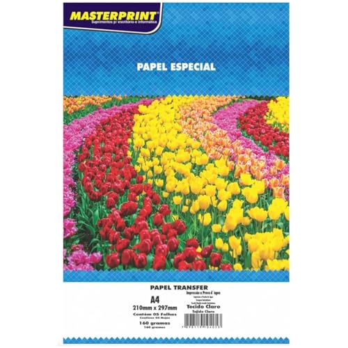 PAPEL PHOTO TRANSFER A4 PARA TECIDO CLARO 160G / 5UN / MASTERPRINT