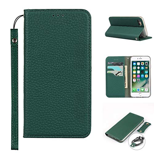 Copmob Coque 7/8/SE 2020/SE 2022 avec Cordon,Cuir véritable Flip Portefeuille Étui en Cuir,[3 Porte Cartes][Fermeture magnétique][RFID Blocker],Housse Case pour...