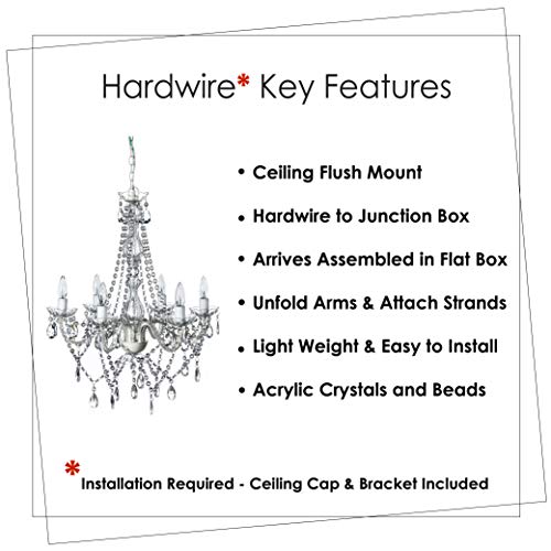 Image of The Original Gypsy 6-Light Flush Mount Crystal Chandelier, White