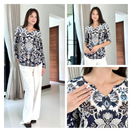 Image of Zeagoo Long Sleeve Shirts for Women Fall Tops Casual Dressy V Neck Blouses Boho Tunic Western Clothes Vacation Outfits