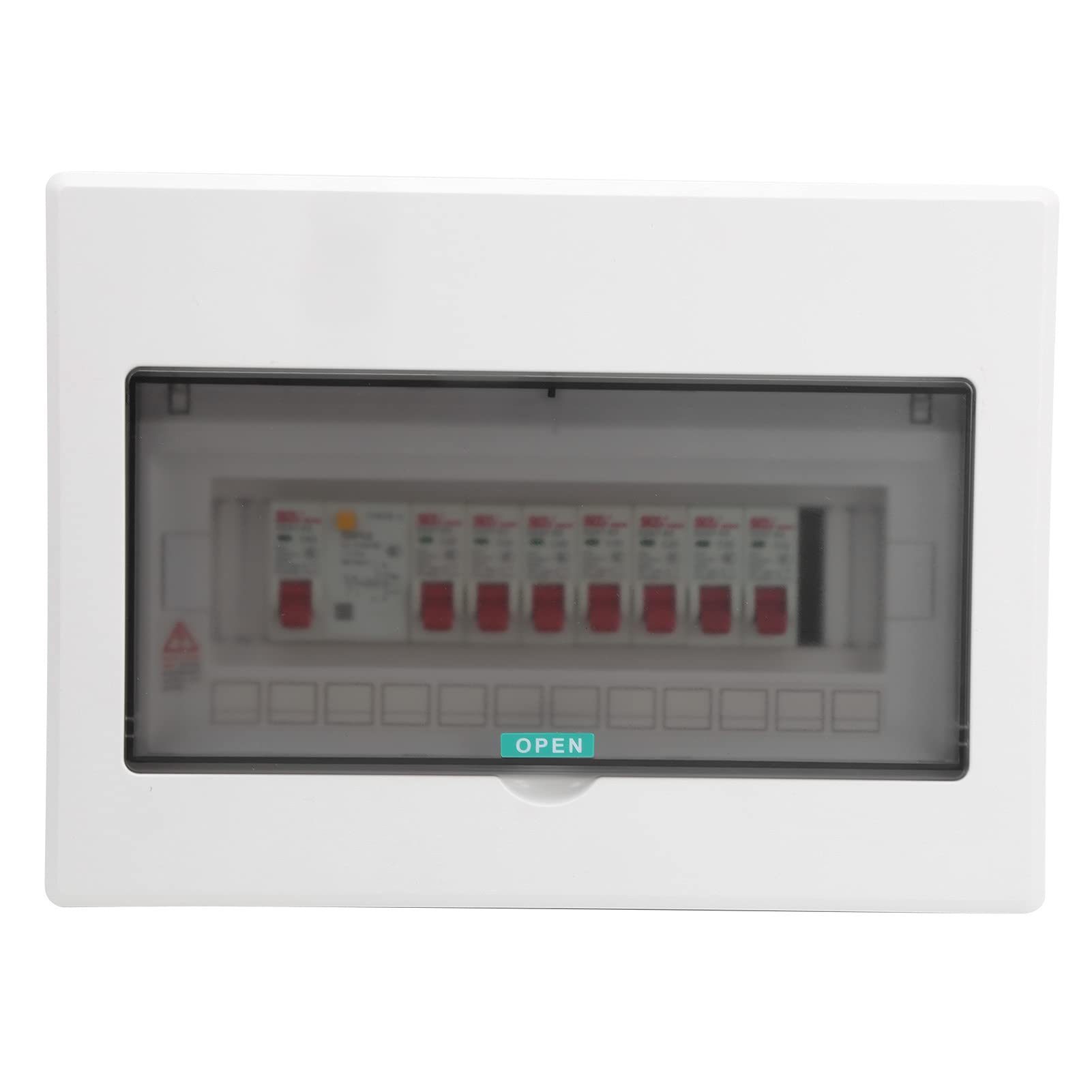 Cryfokt Caja de Distribución de Iluminación Eléctrica de 7 Vías 63A con Interruptor de Protección contra Fugas 1P, Panel de Disyuntor de Plástico Retardante de Llama, Instalación Oculta para Seguridad