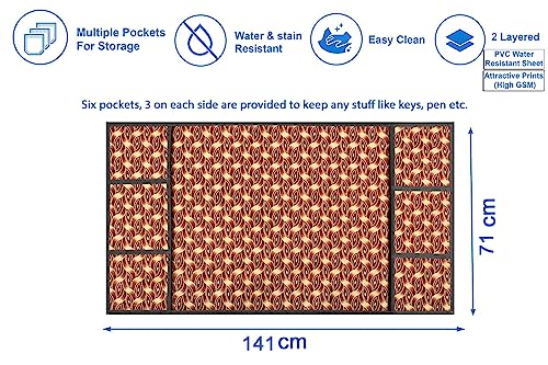 Image of The Furnishing Tree Fridge Top Cover Compatible for Samsung RS76CG8003S9HL, 653 LTR WxL 71x141 in CM Interlocked Ropes Pattern Brown