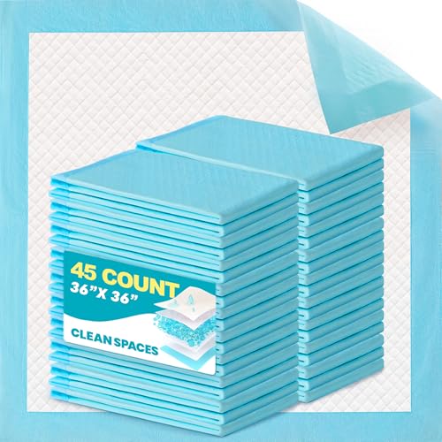Image of CLEAN SPACES Disposable Bed Pads for Adult 36 inch x 36 inch, Chucks Pads Underpads Bed Liner for Incontinence, Extra Large Puppy Pads / Dog Pee Pads / Wee Wee Pads for Training, XL, 45 Count