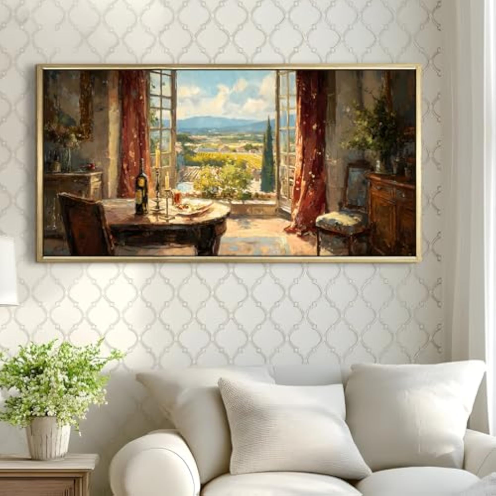 Elegant Château Vineyard HD Canvas Painting, Wall Décor