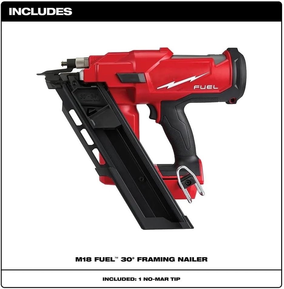 NEW 2745-20 Brushless Power Framing Gun for Milwaukee M18 FUEL 18V 30-Degree Cordless Framing Nailer Red - Bare Tool