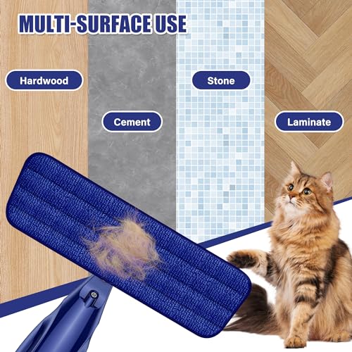 Image of EXEGO Microfibre Floor Mops with 4x Reusable Washable Pads - Spray Wet & Dry Mops for Cleaning Laminate, Tile, Wood, Hardwood Floors