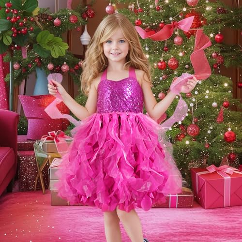 Christmas Tutu Dress for Girls Sequin Tulle Fairy Ball Dresses for Toddler Kid Little Girl Fancy Sparkly Birthday Outfit4
