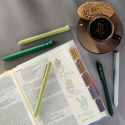 Image of DIVERSEBEE Gel Ink Pens Assorted Colors, 0.5 mm Fine Point, Bible Pens No Bleed Through with Cute Fine Tip, Bible Study Journaling Supplies Set, 5 Pack (Green)
