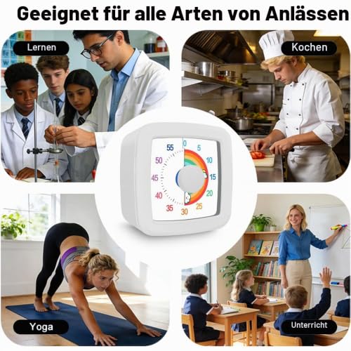 MEPHILIMIA Visueller Timer Kinder, 60 Minuten Countdown Timer Weiß, Schreibtisch Wecker Kinder, Zeitmanagement Werkzeug für Küche… – Ansicht 6