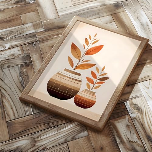 Décoration murale florale boho chic poster géométrique beige sans cadre - 3