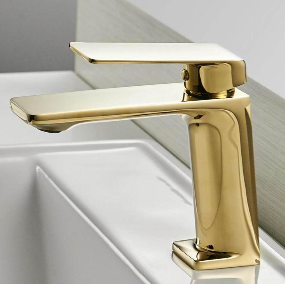 Robinet de lavabo doré rétro mitigeur eau chaude et froide monocommande