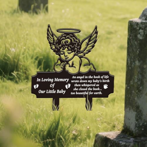 SUPERDANT Grabschmuck Wetterfest Baby Memory Metall Grabschmuck Winkel Baby Outdoor Dekor Tiere Metall Gartenstecker Dekorative Grab Deko Für Den Außenbereich Für Hof Rasen Terrasse