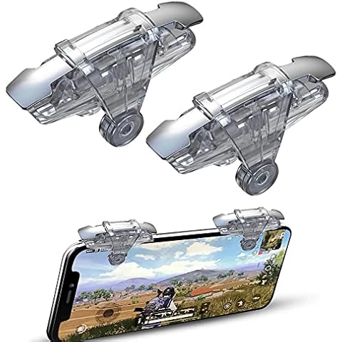 Ozkak PUBG Mobile Game Controller Gamepad Compatible with iPhone/Android, Sensitive Shoot and Aim L1R1 Triggers 【1 pair】, Transparent Cover