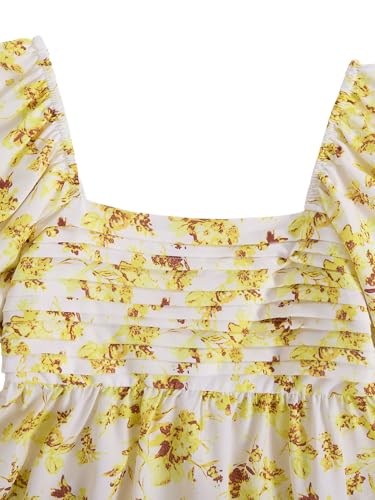 Image of Floerns Women's Floral Dress Puff Sleeve Dress Square Neck Summer Vacation Picnic Mini Dresses