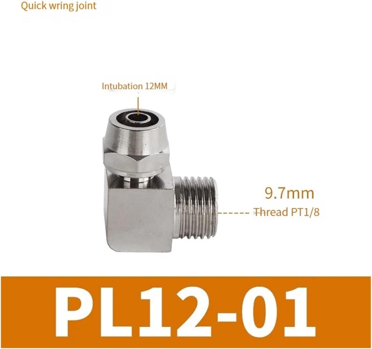 PL OD4 6 8 10 12mm copper pneumatic connector external thread 1/8 1/4 3/8 1/2 air pipe quick-tighten connector quick-tighten connector(KPL12-01,1PCS)