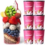 Revive Superfoods Plant-Based Frozen Fruit Smoothie Kit - 6 Pack Dragon Fruit & Strawberry Smoothie with Dragon Fruit, Strawberry, Lychee, Kiwi, Acai, Macha, Protein | Post Workout Meal Replacement