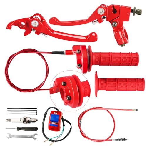 Retepif Brake Lever Cable Folding Clutch Throttle Handle Grips Cable Kit for RFZ125 DBX15 X18 X19 Tao Tao 50cc 70cc 110cc 125cc 150cc Apollo DB17 DB27 Coolster M125 SSR Pit Dirt Bike Motorcycle (RED)
