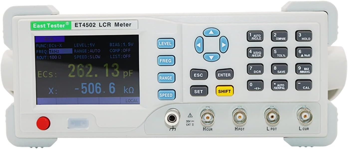 ET45 Series Desktop Digital LCR Bridge（ET4501/ET4502/ET4510） Capacitance Resistance Inductance Measure Bench LCR Meter with 3.5” TFT LCD Screen Measures Capacitance/Resistance(ET4502)