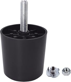 SKIR'CO Paquete de 4 patas de plástico negro para muebles, altura de 50 mm, patas redondas de 50 mm de diámetro con pernos M8, patas de sofá, tuercas incluidas (4)