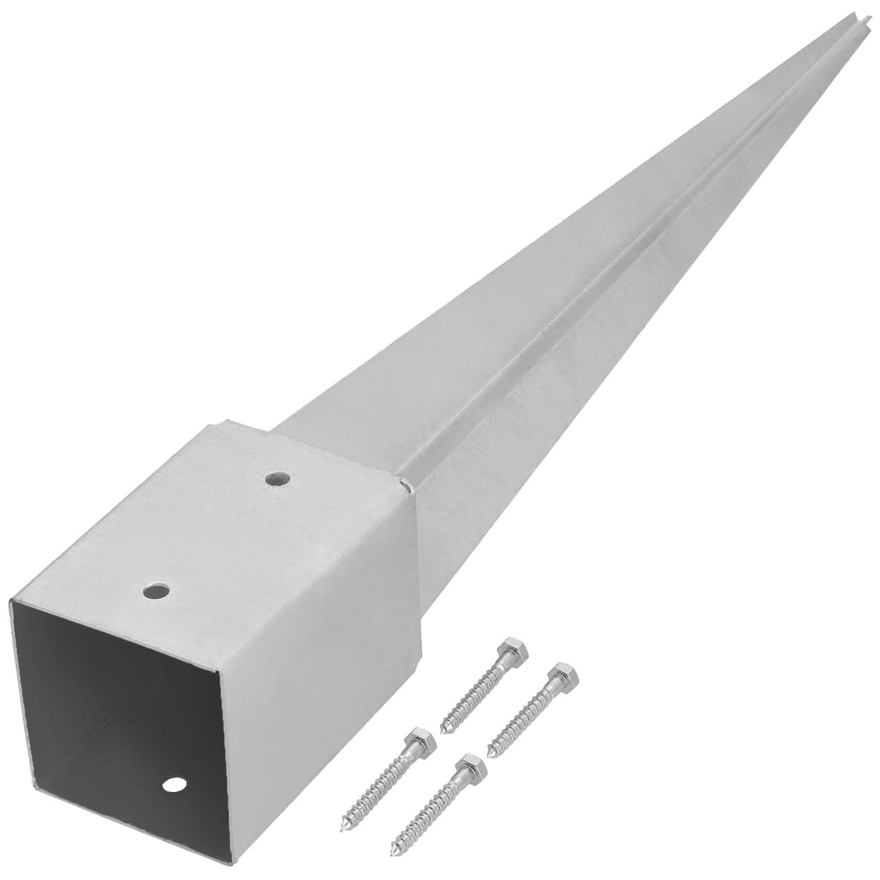 Kotarbau Silver Kotarbau® Ground Anchor - Post Spike - Galvanised Steel - 75 Cm (29.5 Inches) - Ground Anchors Heavy Duty - 101 Mm (3.98 In) - Post Brackets - Weather Resistant