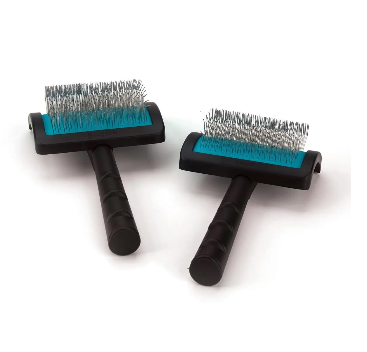 Dog Cat Pet Grooming Brush Black Extra Long Pin Universal Curved Back Slicker (Set of Both Brushes)