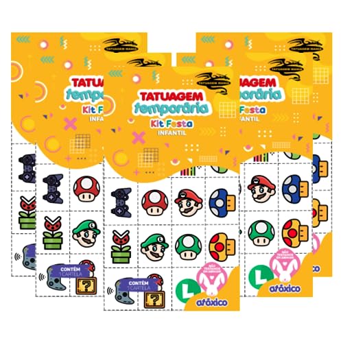 160 Tatuagem Infantil Temporária Mário | Kit Festa 32-062