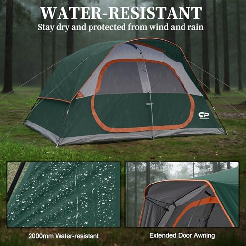 Image of CAMPROS CP Upgraded 6 /8 Person Camping Tents, Waterproof Windproof Family Tent with Larger Mesh Windows & Door, Double Layer, Easy Set Up, All-Season Dome Tent with Top Rainfly & Carry Bag