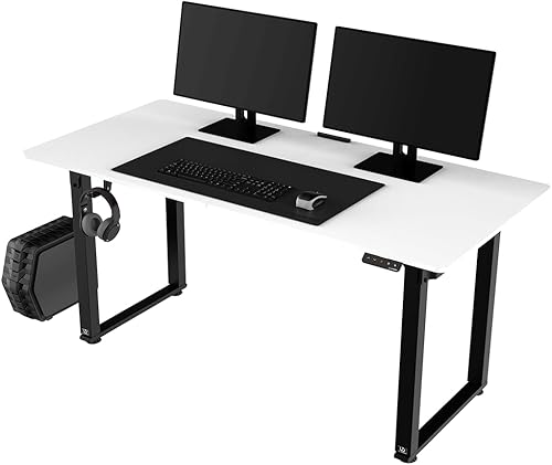 ULTRADESK Uplift Computer Desk Gaming Table Desk + Steel Construction - Space for Three Monitors - Electric Height Adjustment - Legroom and More - Includes Accessories - 160 x 75 cm - White ULTRADESK Uplift Computer Desk Gaming Table Desk + Steel Construction - Space for Three Monitors - Electric Height Adjustment - Legroom and More - Includes Accessories - 160 x 75 cm - White