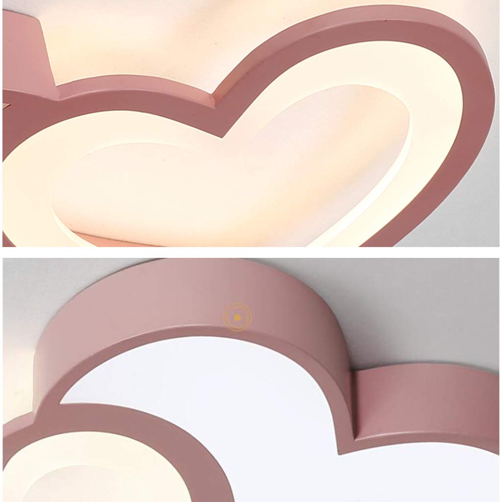 Lampe De Plafond Lumière LED Modern luminaire Forme Coeur lustres Dimmable avec Télécommande Acrylique Abat-Jour Plafonniers pour Les Enfants Chambre d'enfants Salon Plafond Rose Lampe