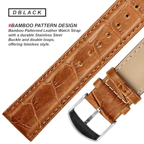 Image of DBLACK ''HIKRO'' Leather Watch Strap, Bamboo Design Full Padded Watch Belt / / For 18mm, 20mm, 22mm, 24mm, or 26mm Watch Band (Choose Your Size & Color)