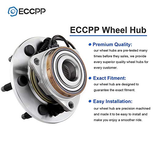 Eccpp 515096 Front Wheel Hub Bearing Assembly For Chevy Avalanche, Silverado, Suburban, Tahoe, Cadillac Escalade, Gmc Yukon Sierra 1500 4X4 4Wd 6 Lug Left Or Right W/Abs #TOP4