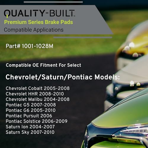 Image of QUALITY-BUILT Front Semi-Metallic Brake Pads, Premium 1001-1028M, Compatible with 2004-2010 Chevrolet /Pontiac /Saturn (Cobalt,G5,G6,HHR,Ion,Malibu,Pursuit,Sky,Solstice)