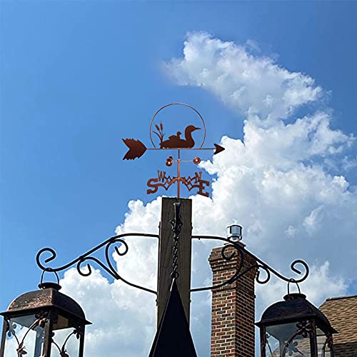 Laumoe Exquisite Metal Weather Vane Ornament Metal Weathervane Outdoor Stainless Steel Weather Vane Yard Wind Vane Direction Wind Speed Direction Indicator - Duck #TOP2