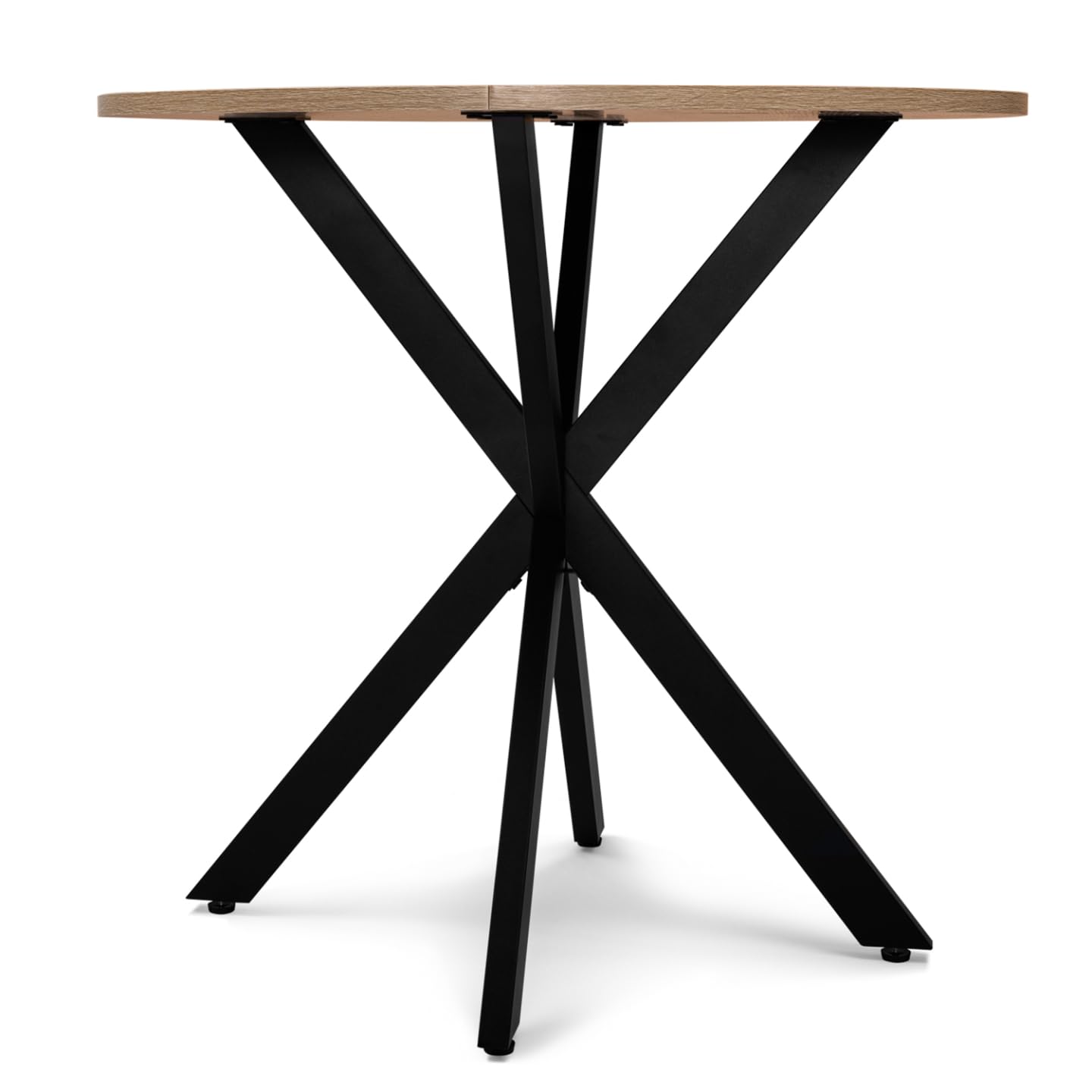 IDMarket - Table à Manger Ronde Alix 4 Personnes Pied araignée Bois et Noir 80 cm
