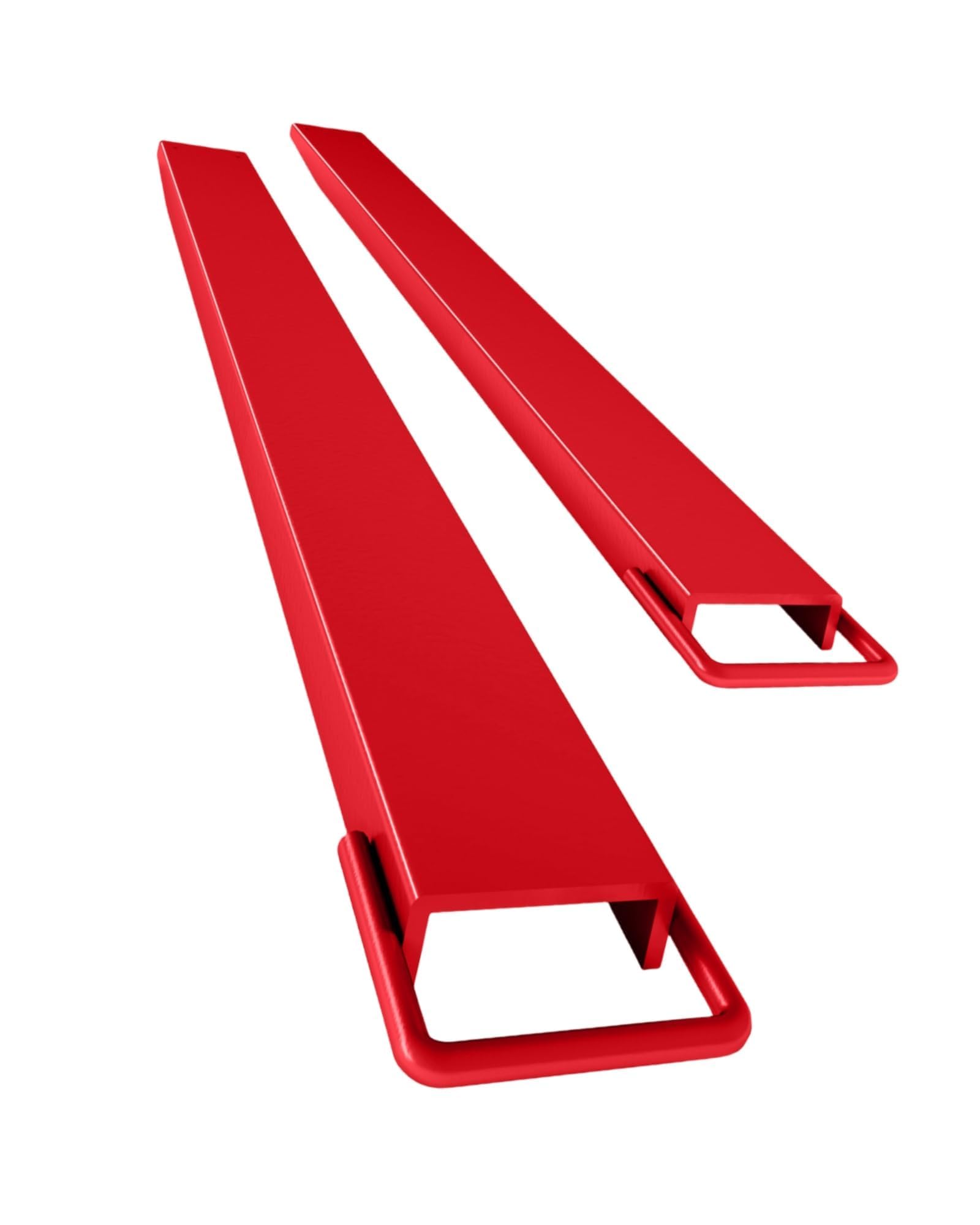 Acekool Rallonges de fourches pour chariot élévateur (paire) – Acier robuste – Capacité 4600 lb – Largeur intérieure 4,5" (pour fourches 4,3–4,5") – Longueur 60" – rougeur