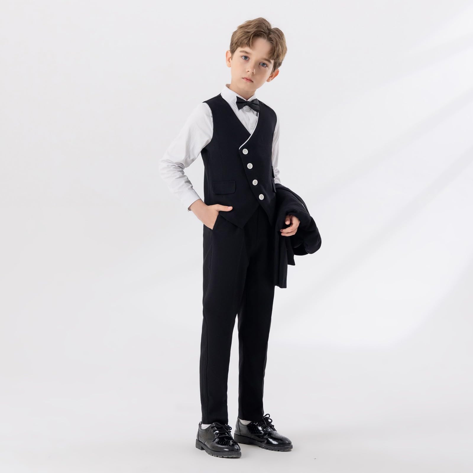 Generisch Elegantes Winter Jungen Set Jacke Weste Krawatte Hose formelle Kleidung für festliche Anlässe Auftritte geeignet 4 bis 12 Jahre anspruchsvolle Outfit Kombination