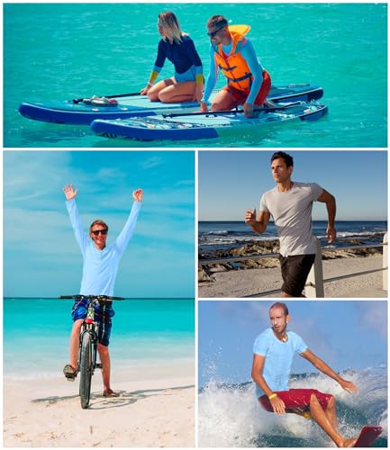 Kinglaman 4 Pack Men\'s UPF 50+ Rash Guard Long and Short Sleeves Swim Shirts,Dry Fit Surf Fishing UV Sun Protection Shirts 2 Blue 2 Gray (Long+Short) X-Large - Thumbnail 6